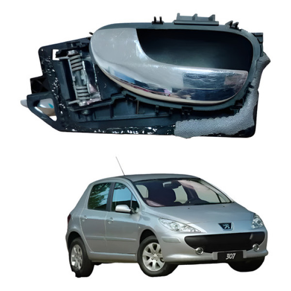 Macaneta Interna Peugeot 307 2007 Traseiro Esquerdo Usado Preto Traseira
