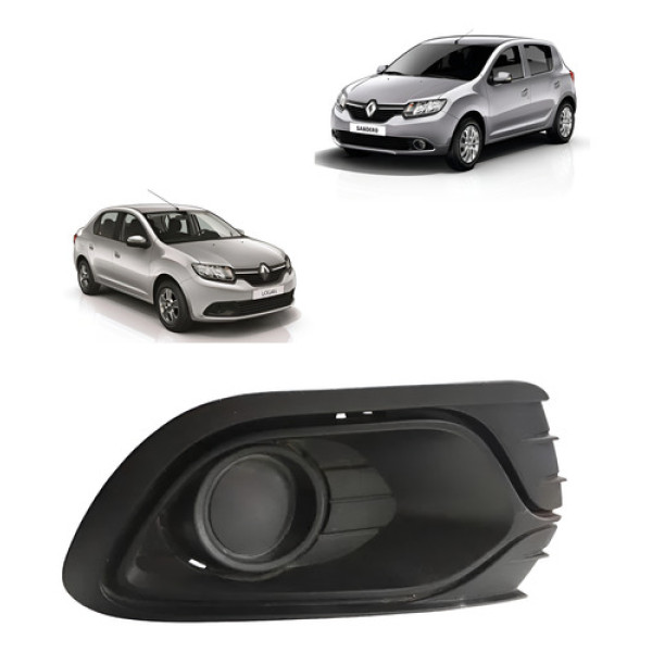 Moldura Tampão Farol Milha Ld Renault Sandero 2014 A 2017 Preto Direito