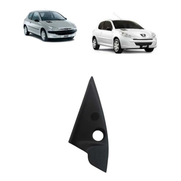 Moldura Interna Retrovisor Esquerdo Peugeot 206/207 Original Preto