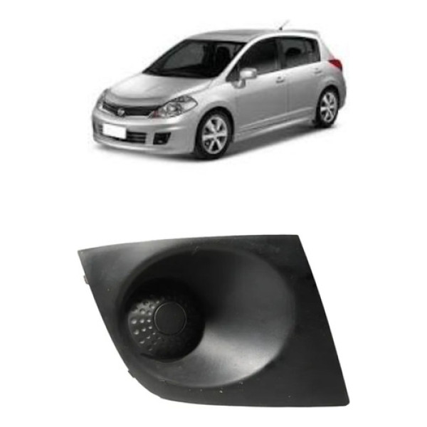 Grade Moldura Farol Milha Direito Nissan Tímida 08/13 Preto Direito