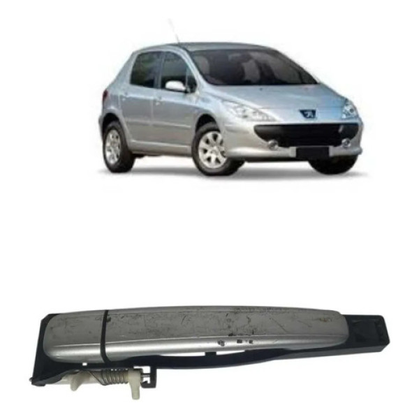 Maçaneta Externa Dianteira Esquerda Peugeot 307 2003/2011 Prata Dianteira