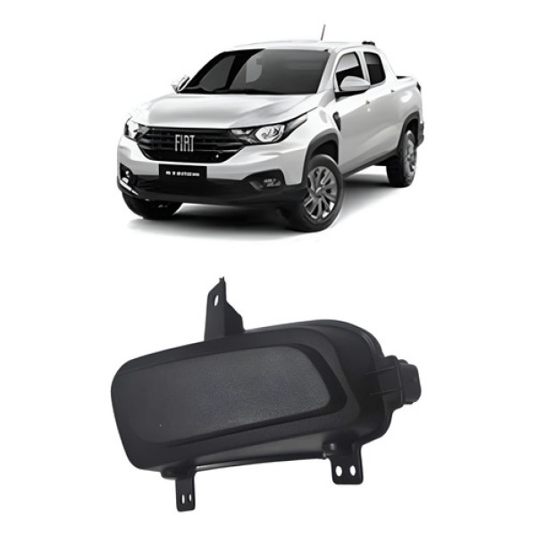 Tampa Farol Milha Esquerdo Fiat Strada 2021/2022 Preto Esquerdo