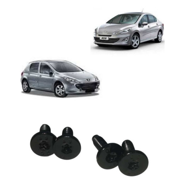 Kit Parafuso Tampa Traseira Peugeot 408 2012 4 Peças Preto