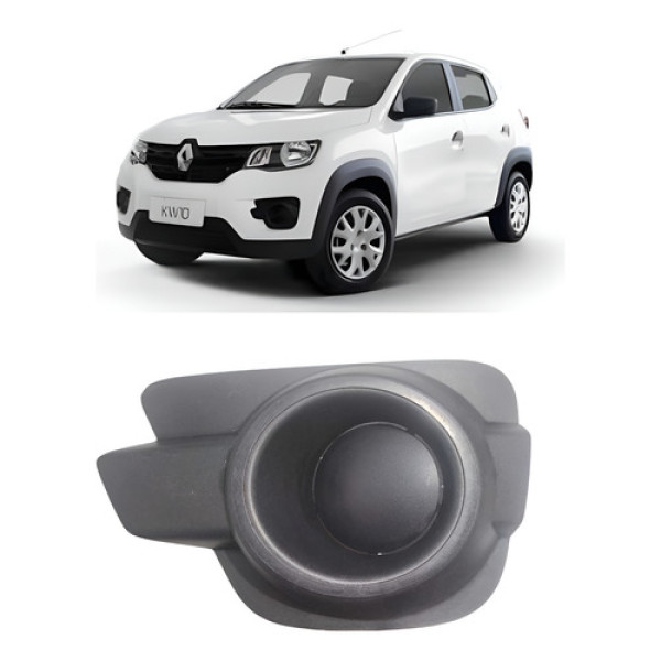 Moldura Farol Milha Esquerdo Renault Kwid Preto Esquerdo