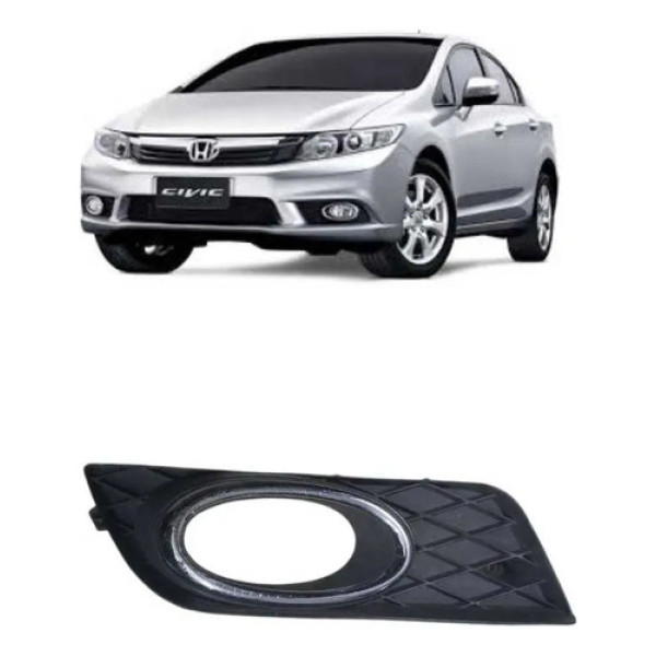 Moldura Milha Auxiliar Honda Civic 2012/2014 Preto Esquerdo