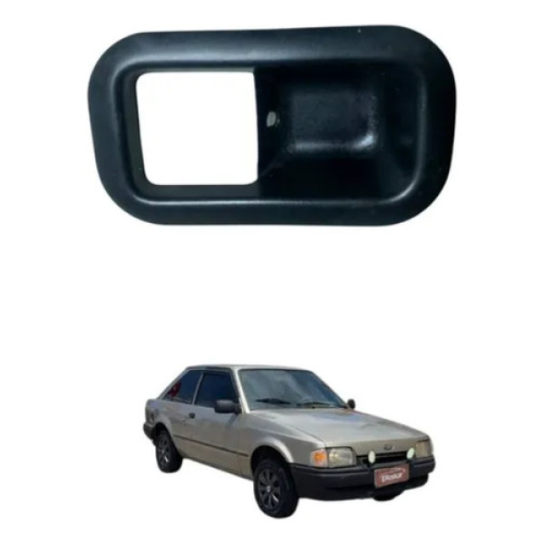 Moldura Maçaneta Interna Dianteira Esquerda Escort 1987 1992 Preto