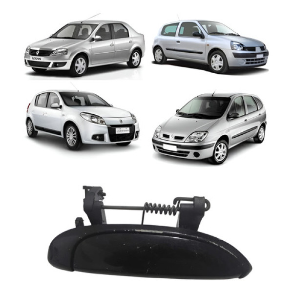 Maçaneta Externa Direita - Clio Logan Sandero Scenic 1.6 16v Preto Dianteira/traseira