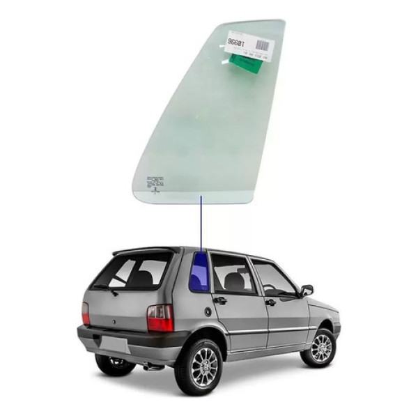Janela Fixa Oculos Fiat Uno 4 Portas Lado Direito Cor Verde
