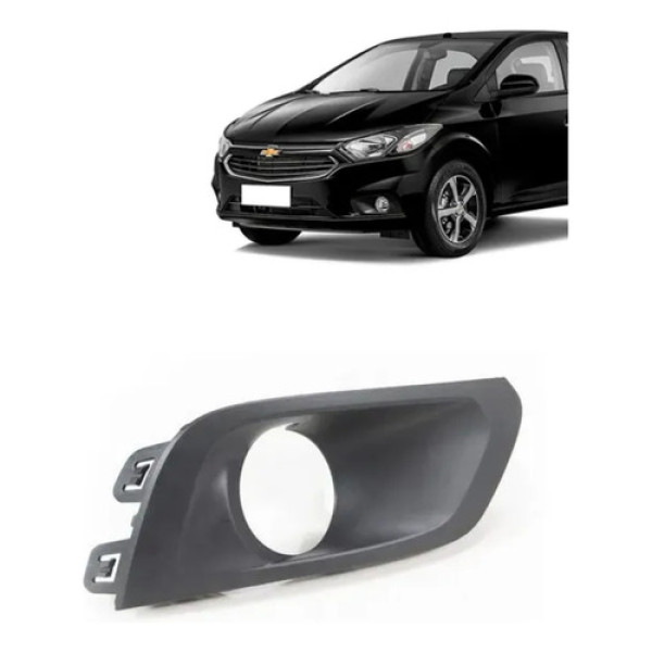 Moldura L/d Parachoque Onix Prisma C/furo Farol Milha 17/20 Preto Direito