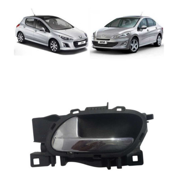 Maçaneta Interna Lado Esquerdo  Traseiro Peugeot 408 2012 Preto Traseira
