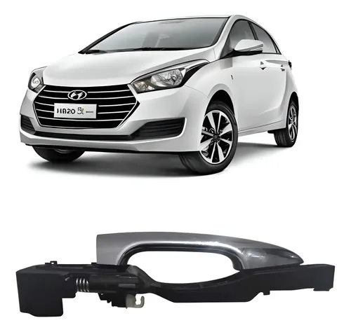 Maçaneta Externa Traseira Esquerda Cromada Hb20 Hatch Sedan Prateado Traseira