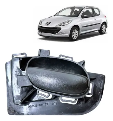 Maçaneta Interna Lado Esquerdo Peugeot 206 207 Sw 1998/2014 Preto Dianteira