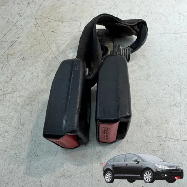 Engate Duplo Cinto Traseiro Citroën C4 Hatch 2009 2010 Preto