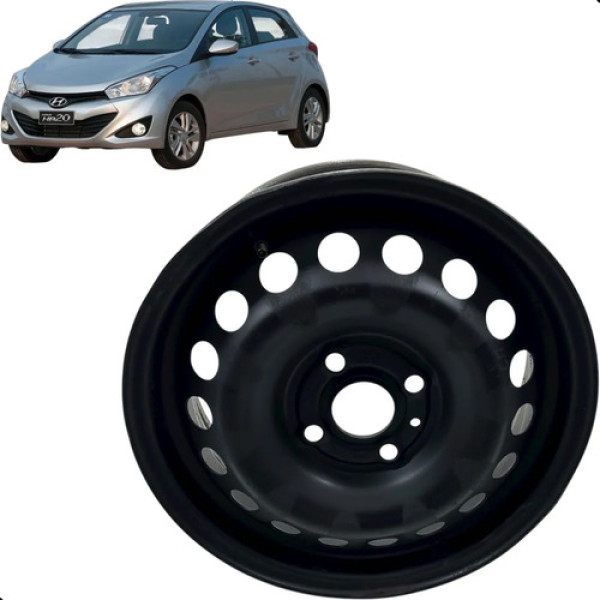 Roda De Ferro Avulsa Aro 14 Hyundai Hb20 1.0 2013 A 2019 Preto