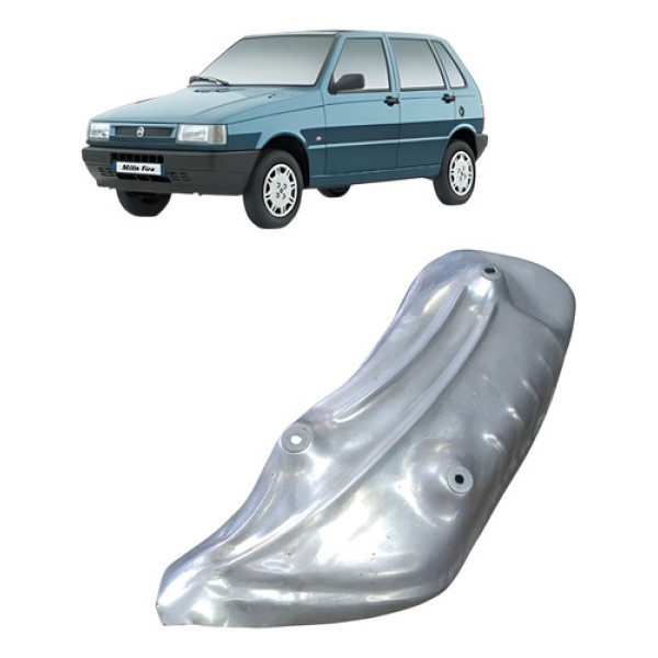 Defletor Calor Traseiro Do Escape Fiat Uno Mille 2003 Prateado