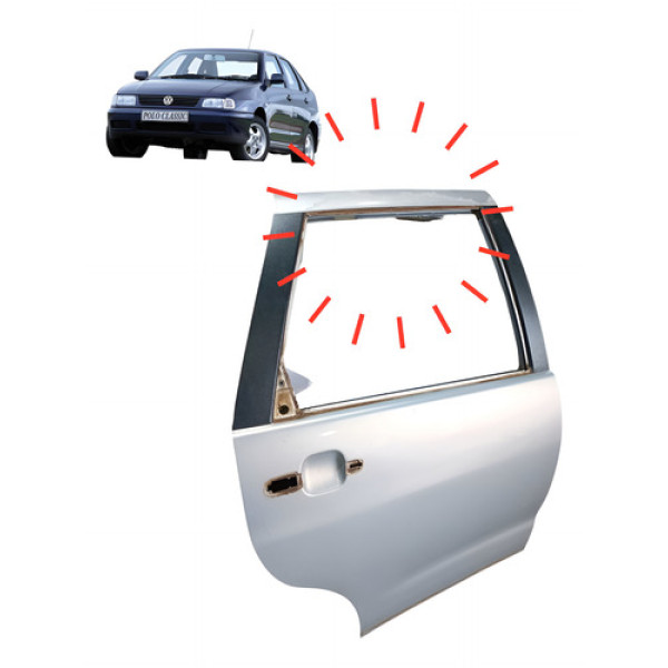 Porta Traseira Ld Direito Com Dobradiças Vw Polo Classic1999 Traseira Direito Prateado