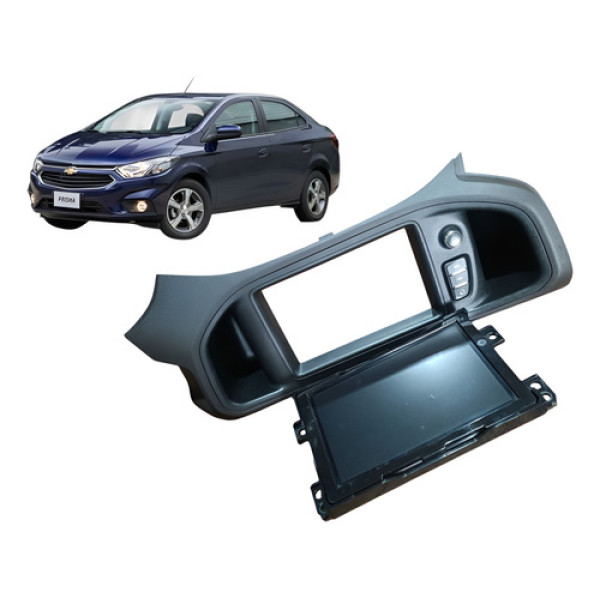  Kit Multimídia Com Moldura Chevrolet Prisma 2017 Preto