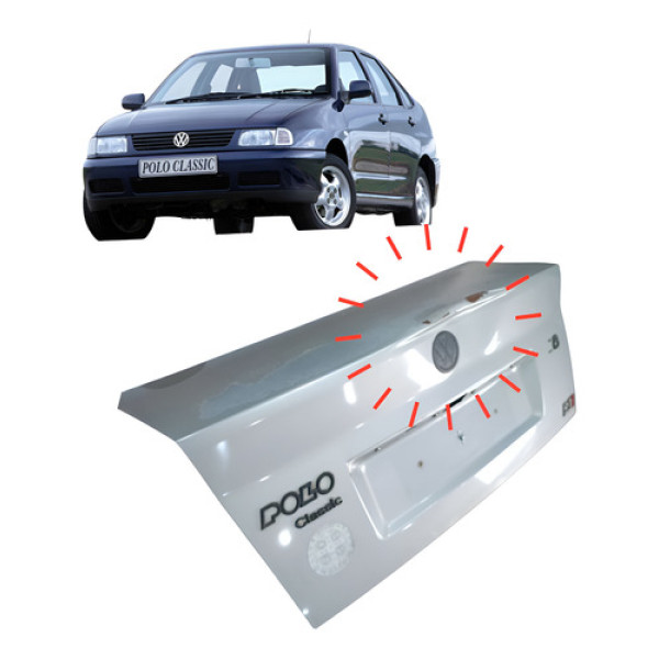 Tampa Traseira Porta Malas Com Detalhe Vw  Polo Classic 1999 Prateado
