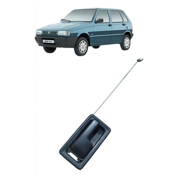 Maçaneta Interna Da Porta Tras Direita Fiat Uno Mille 2003 Preto Traseira