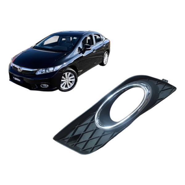 Moldura Farol De Milha Lado Esquerdo Honda Civic 2012-2013 Cinza Esquerdo