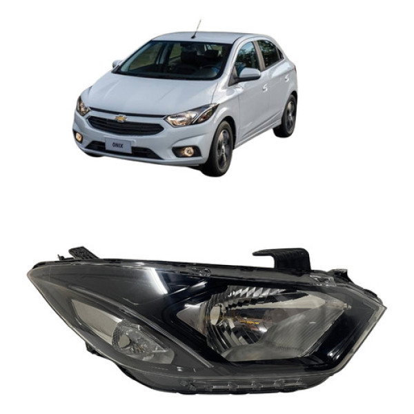 Farol Direito Led Ônix Prisma 2017 A 2020 Manual Friso Preto Direito