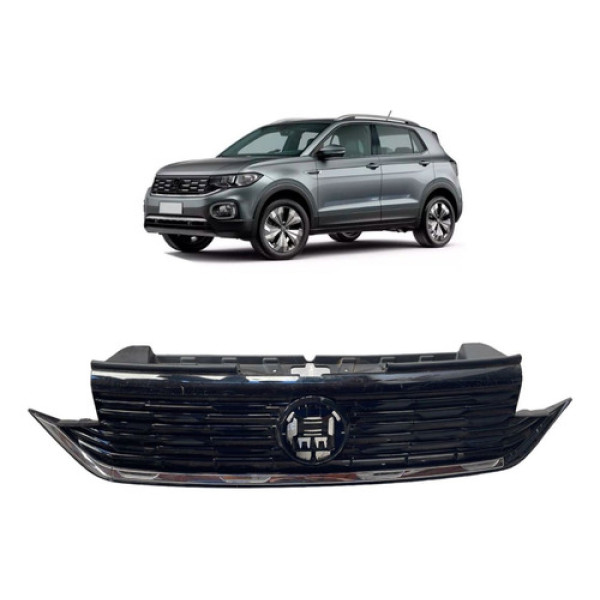 Grade Radiador T Cross 2019 A 2021 Black Piano C/friso  Fosco