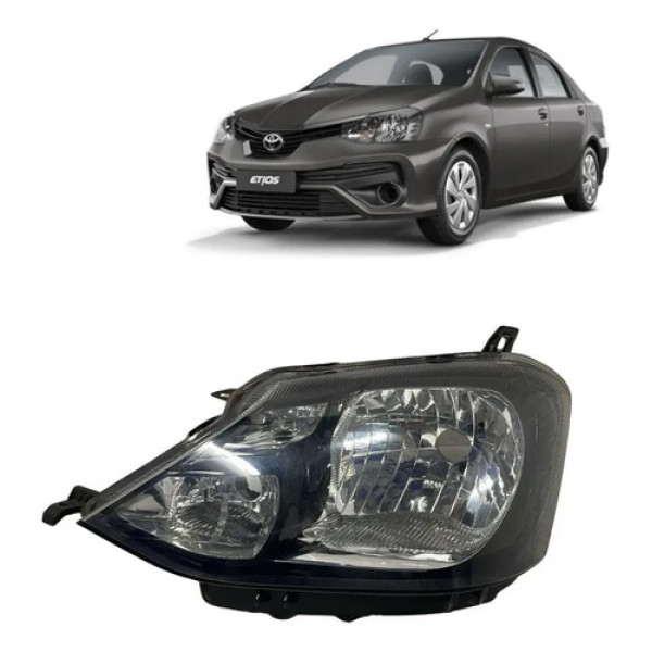 Farol Esquerdo Etios 2013 2014 A 2019 Mascara Negra Esquerdo/motorista