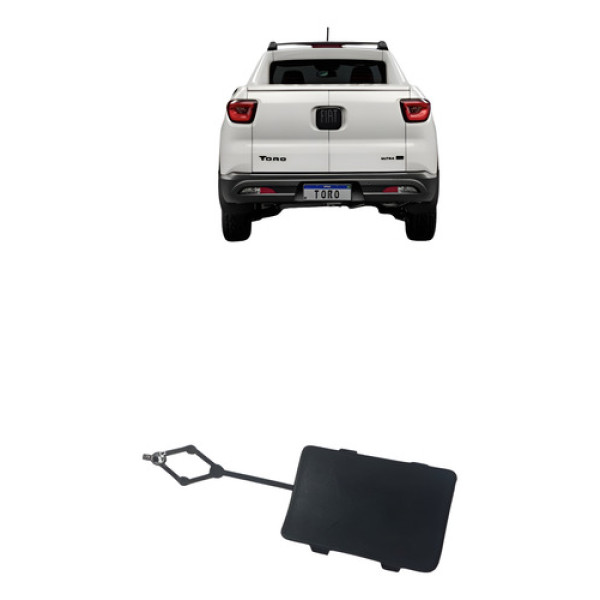 Tampa Reboque Para-choque Traseiro Fiat Toro 2016/2025 Orig Preto