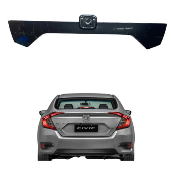 Moldura Tampa Traseira Honda Civic 2017/2022 G10 Preto Brilhante