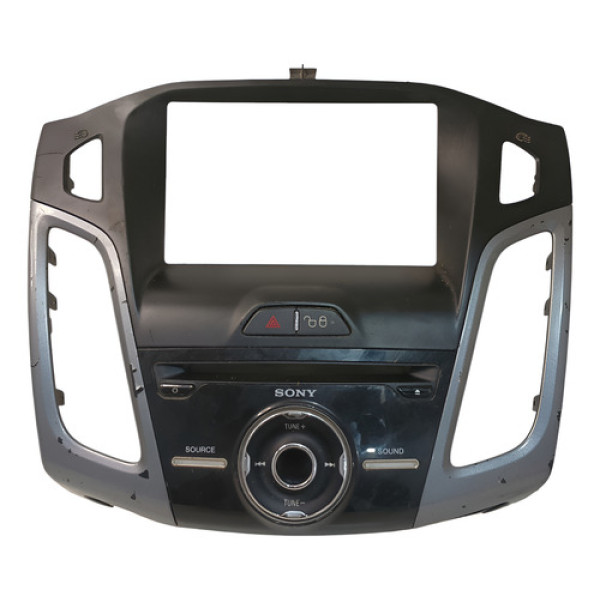 Moldura Comando Rádio Multimídia Ford Focus 2014 2015 2016 Preto E Cinza