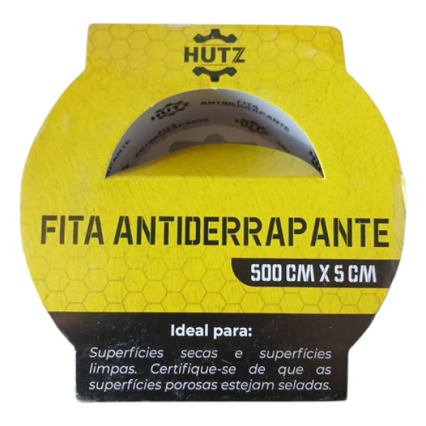 Fita Antiderrapante Adesiva 5mtx5cm Hutz Preto