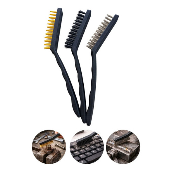 Kit 3 Escovas Com Cerdas Aço Cobre Nylon Hutz Preto Preto