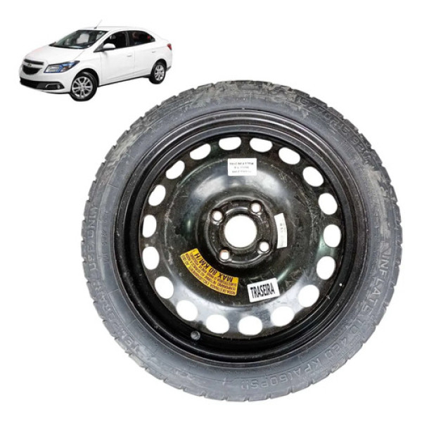 Roda Estepe Fino Com Pneu Aro 16 Chevrolet Prisma 2015 Preto