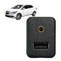 Porta Conector Usb Auxiliar Chevrolet Prisma 2015 Preto