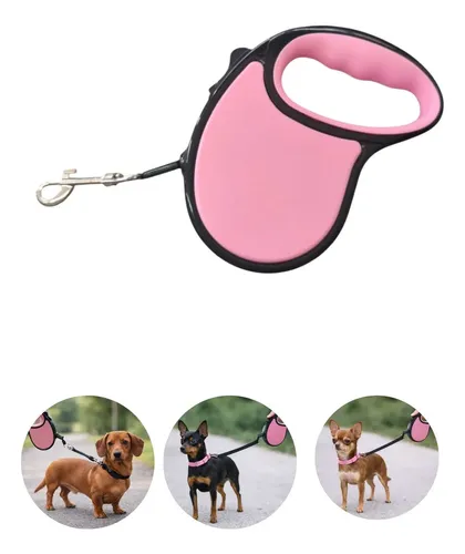 Guia Retrátil Para Pet Ate 25kg 5 Metros Rosa-claro