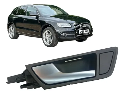 Maçaneta Interna Porta Traseira Esquerda Audi Q5 2015 Prateado E Preto Traseira