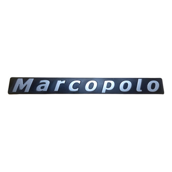 Emblema Lateral Marcopolo Viaggio Gv C/ Marcas Armazenamento Preto Com Letras Prateadas
