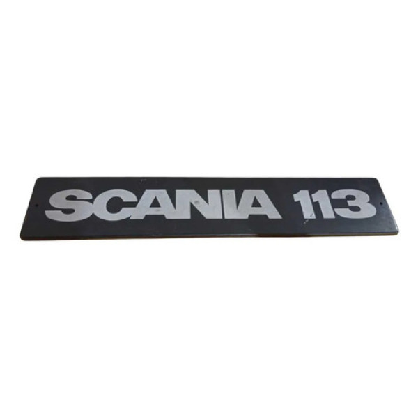 Emblema Lateral Alumínio Scania 113 Ônibus Preto E Cinza