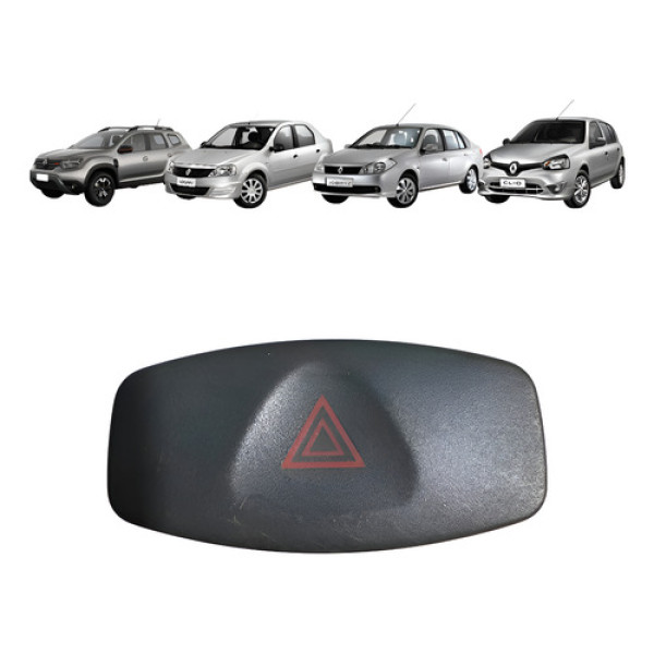 Interruptor Botão Pisca Alerta Logan Clio Symbol Duster Preto