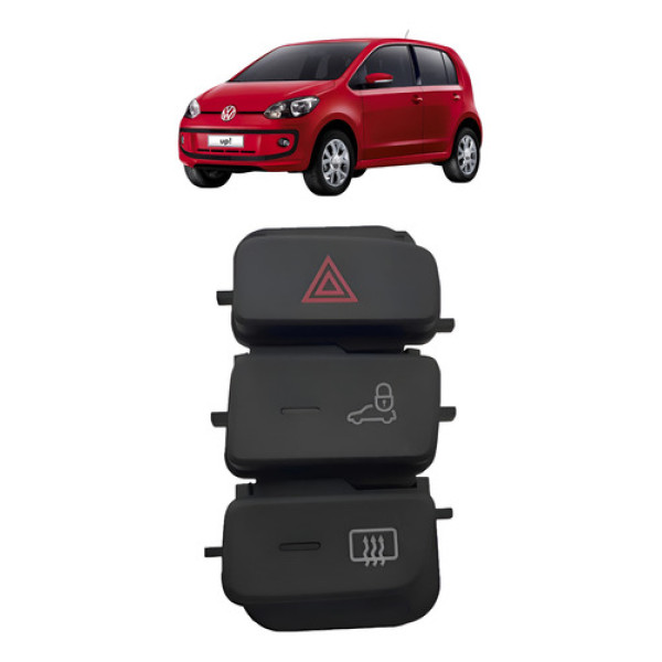 Interruptor Botão Pisca Alerta Desembaçador Vw Up! 14 A 16 Preto