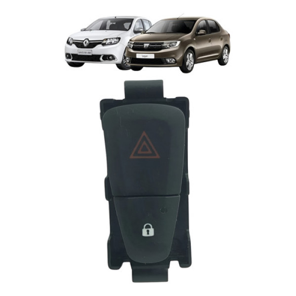 Botão Pisca Alerta Trava Renault Logan Sandero 2015 A 2021 Preto