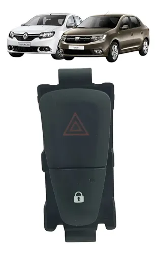 Botão Trava Pisca Alerta Renault Logan Sandero 2015 A 2021 Preto