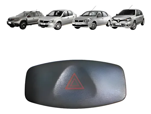 Interruptor Botão Pisca Alerta Duster Logan Clio Symbol Preto