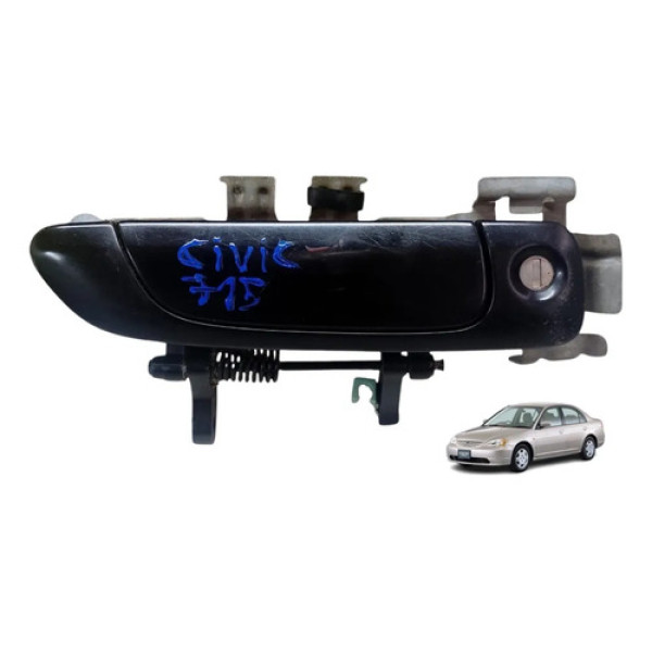 Maçaneta Externa Dianteira Direita Honda Civic 2001 A 2006 Preto Dianteira