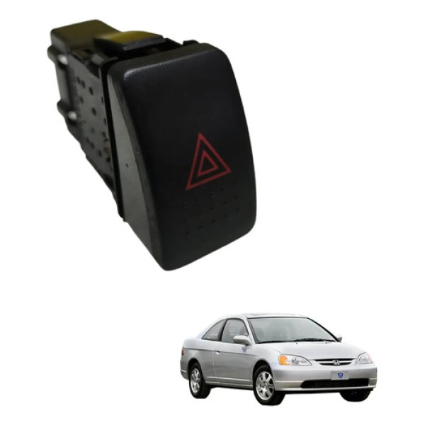 Botão Comando Pisca Alerta Honda Civic 2001 A 2006 Original Preto