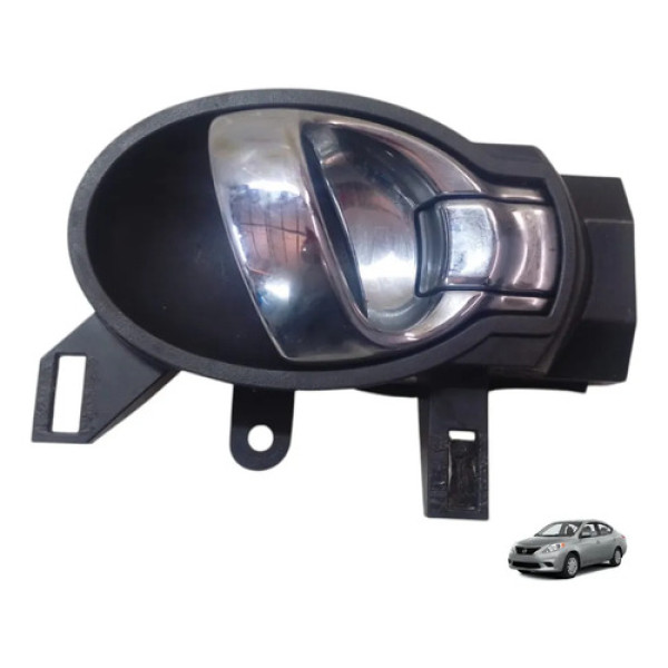 Maçaneta Interna Cromada Dianteir Direito Nissan Versa 11/20 Preto Dianteira