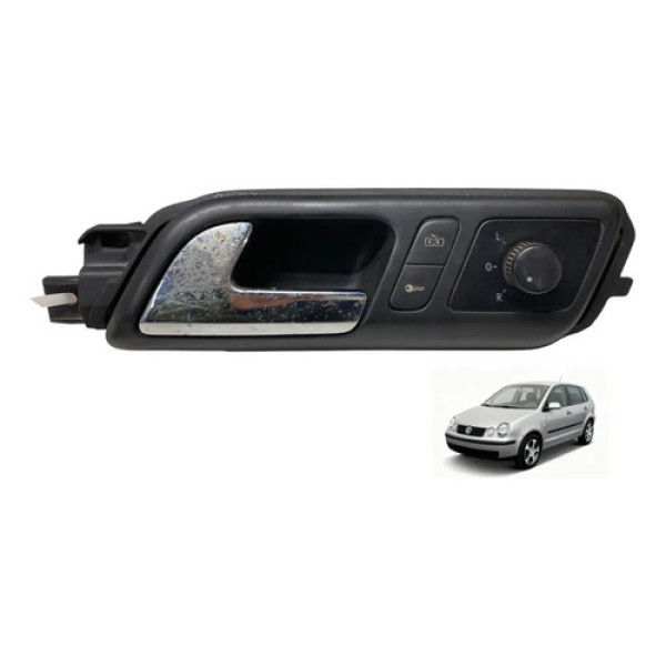 Maçaneta Interna Completa Diant. Esq Vw Polo 2003 2006 2014 Preto Dianteira