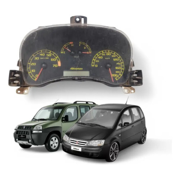 Painel  Velocímetro Fiat Doblo Idea Adventure  2003 A 2008 Preto E Laranja