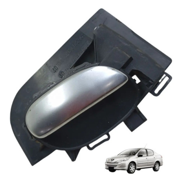 Maçaneta Interna Traseira Esquerda Peugeot 206 207 Cromada Preto E Prata Traseira