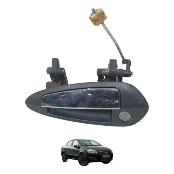 Maçaneta Externa Dianteira Esquerda S/chave Linea 2008/2015 Preto E Prata Dianteira
